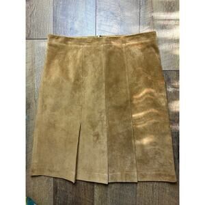 Vintage Ann Taylor LOFT Genuine Suede Leather Skirt Size 6 90s Quiet Luxury